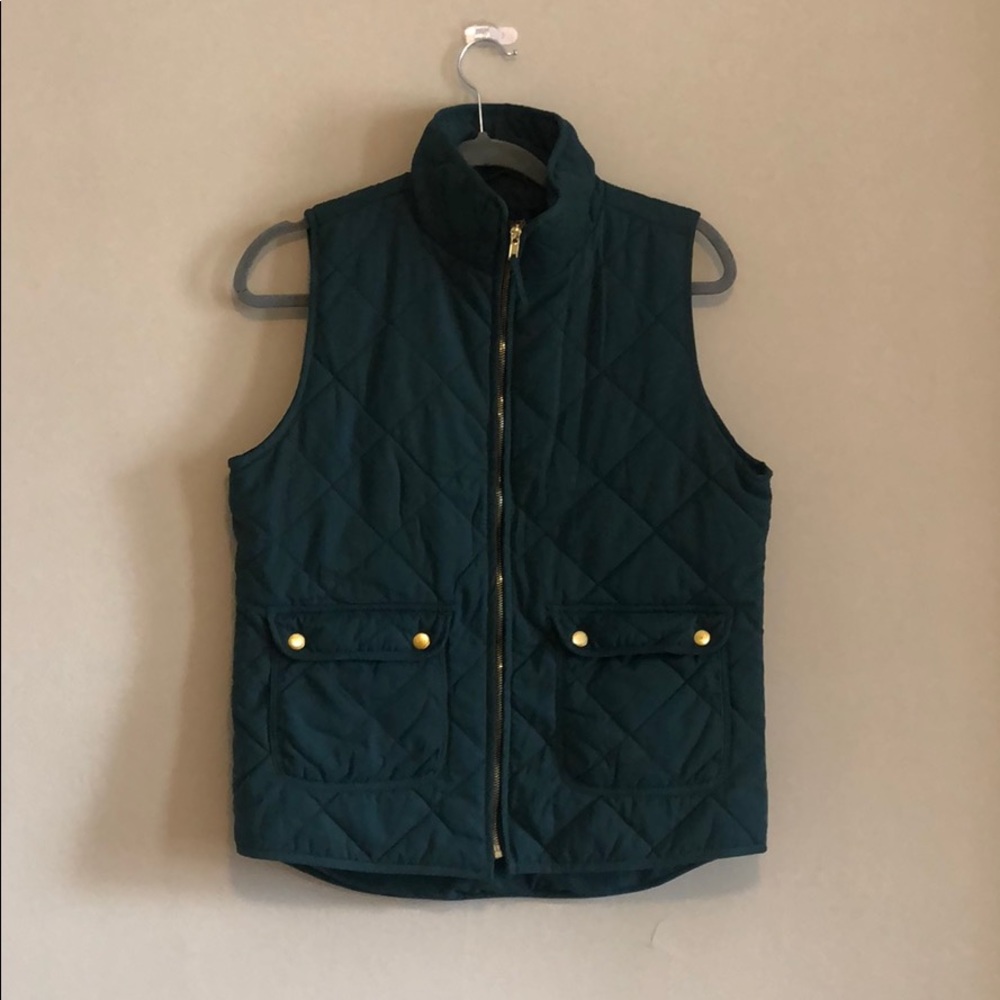Forest Green Quilted Vest w Gold Details